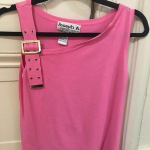 vintage y2k knit pink tank top with buckle strap